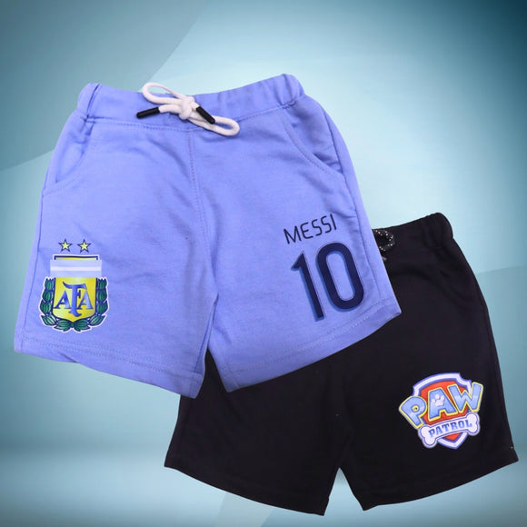 Figo - Pack of 2 Big Length Shorts - Messi & P Patrol(Black)