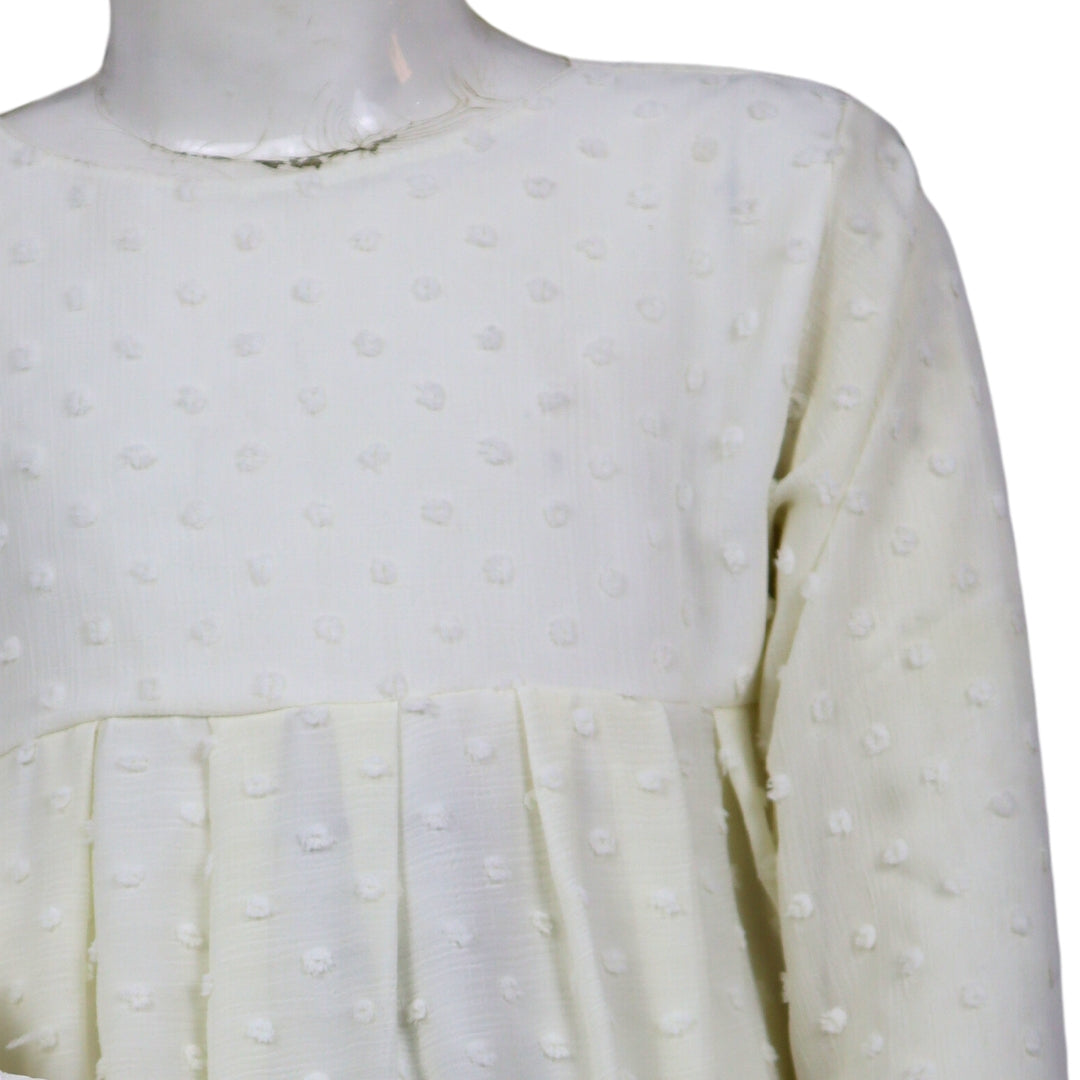 Figo - Off White Chiffon Swiss Dot Top