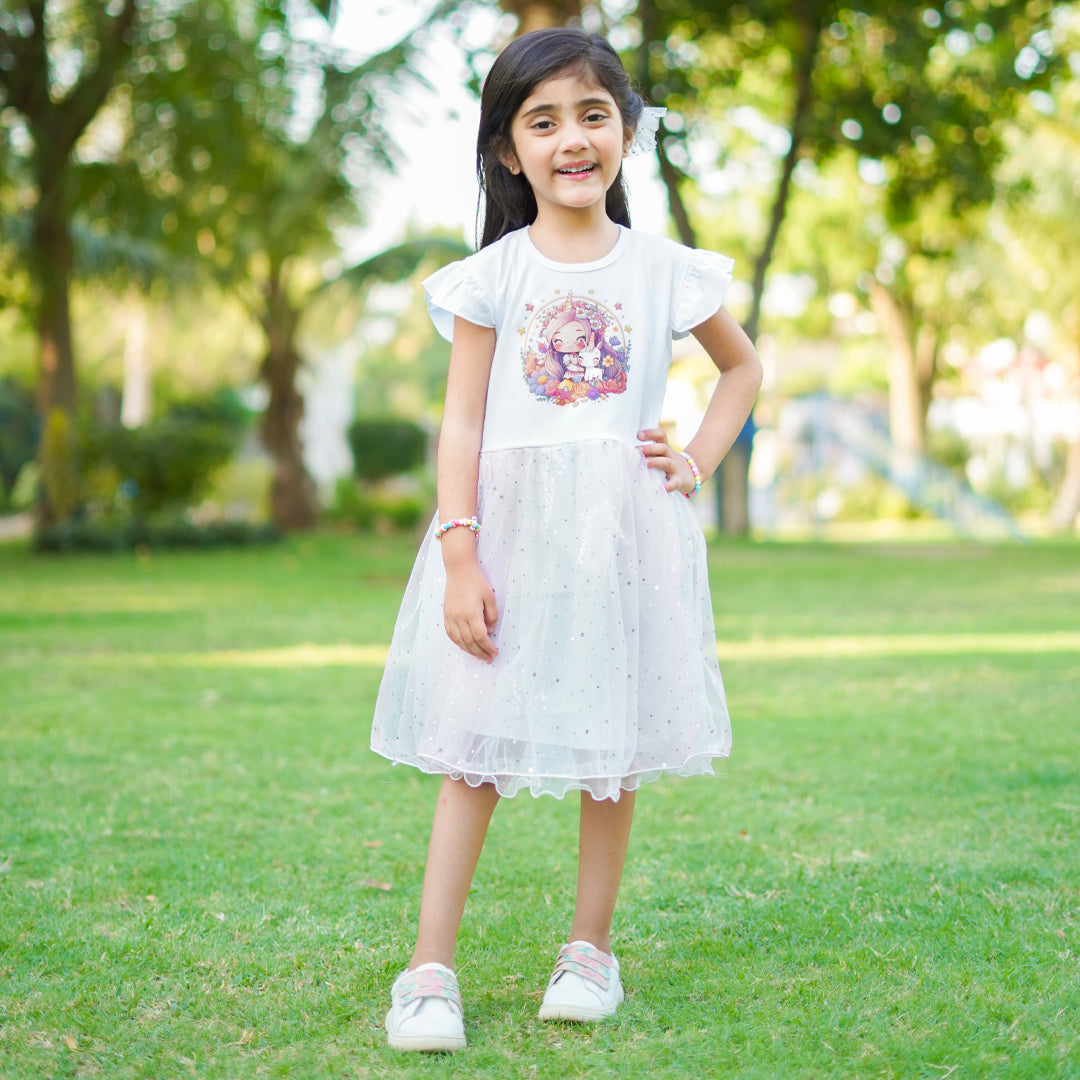 Figo - White Girl Unicorn Net Frock