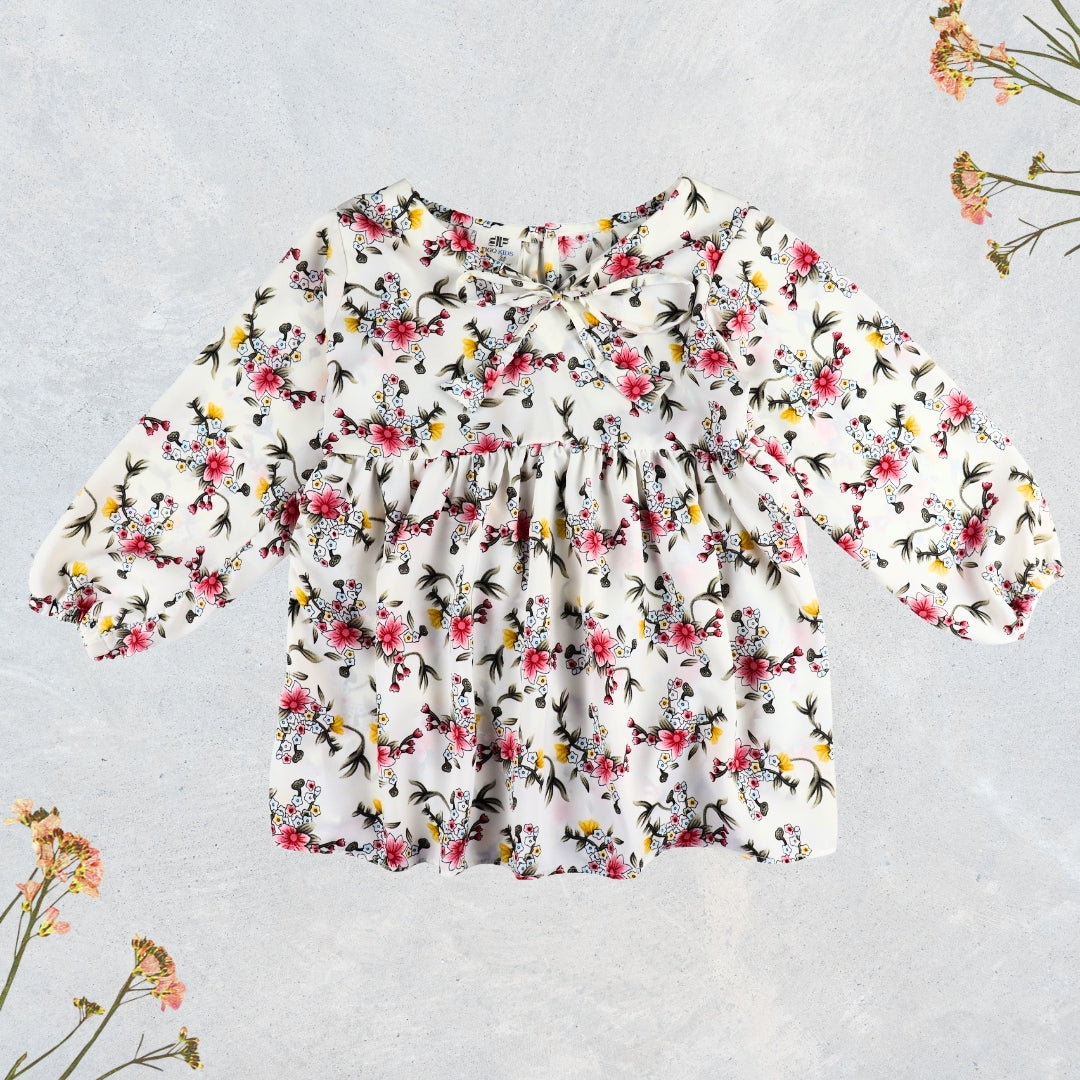 Figo - White Floral Front Panel Top