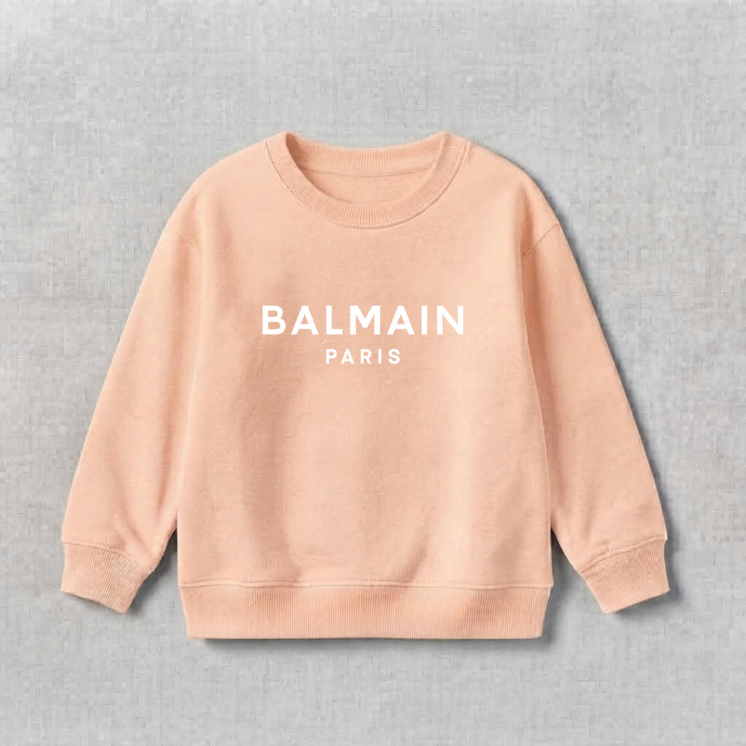 B Paris Sweat Shirt - Light Peach | Kids Fleece Sweatshirt