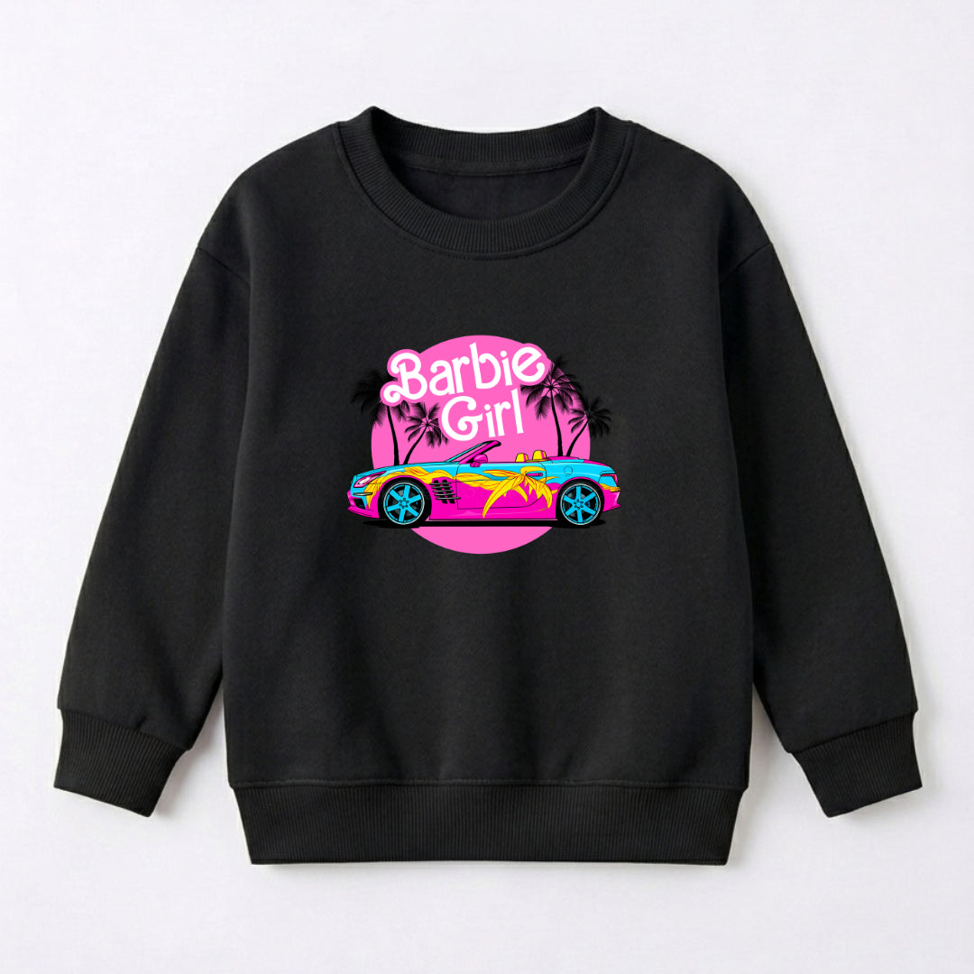 Barbie Sweat Shirt - Black | Girls Fleece Sweatshirt