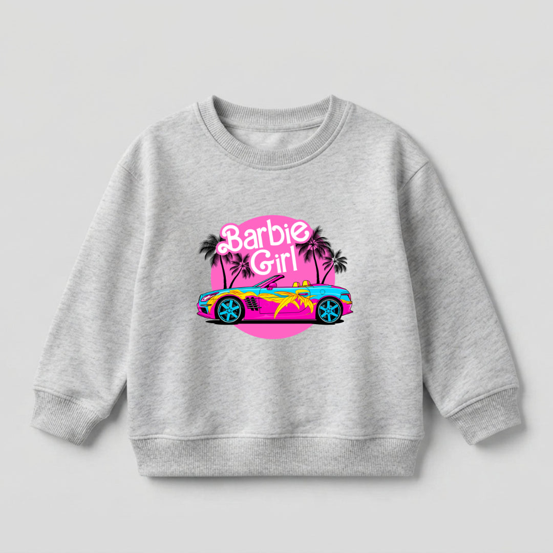 Barbie Sweat Shirt - Heather Grey | Girls Fleece Sweatshirt