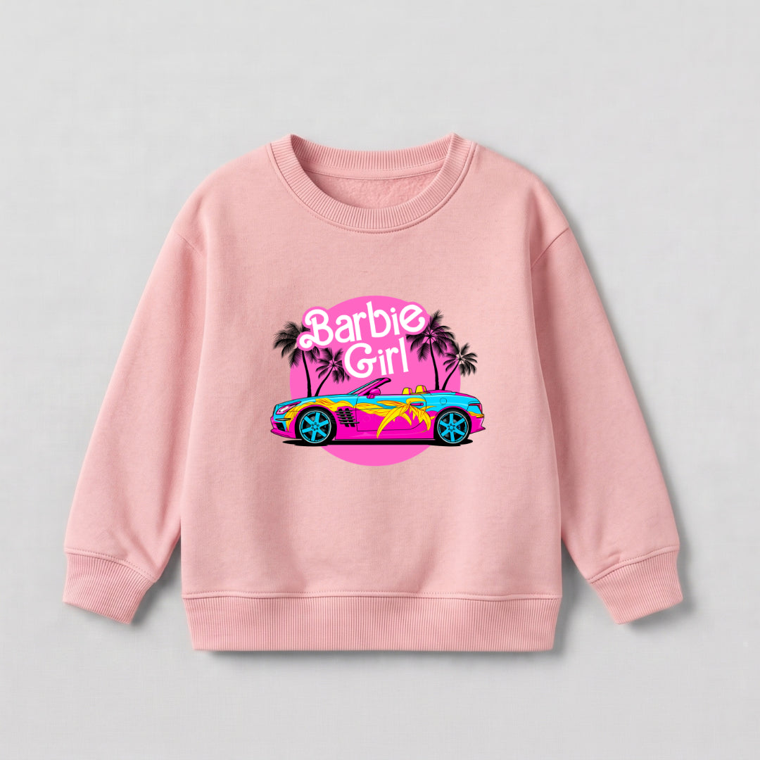 Barbie Sweat Shirt - Light Peach | Girls Fleece Sweatshirt