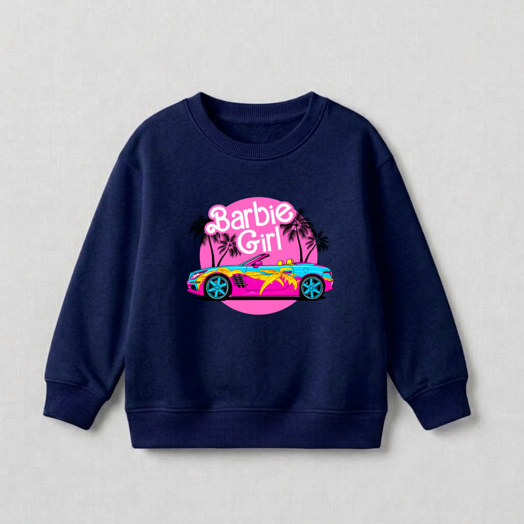 Barbie Sweat Shirt - Navy Blue | Girls Fleece Sweatshirt