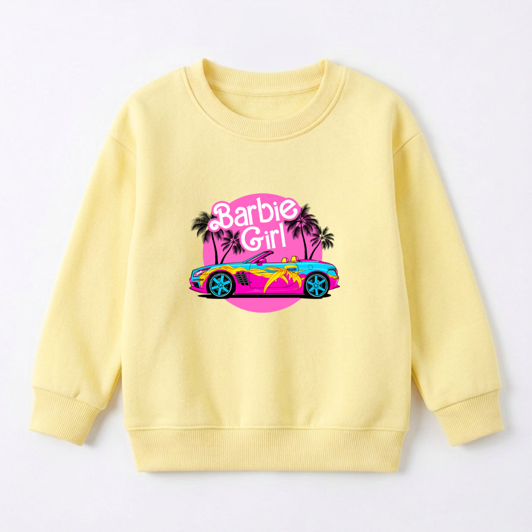 Barbie Sweat Shirt - Yellow | Girls Fleece Sweatshirt