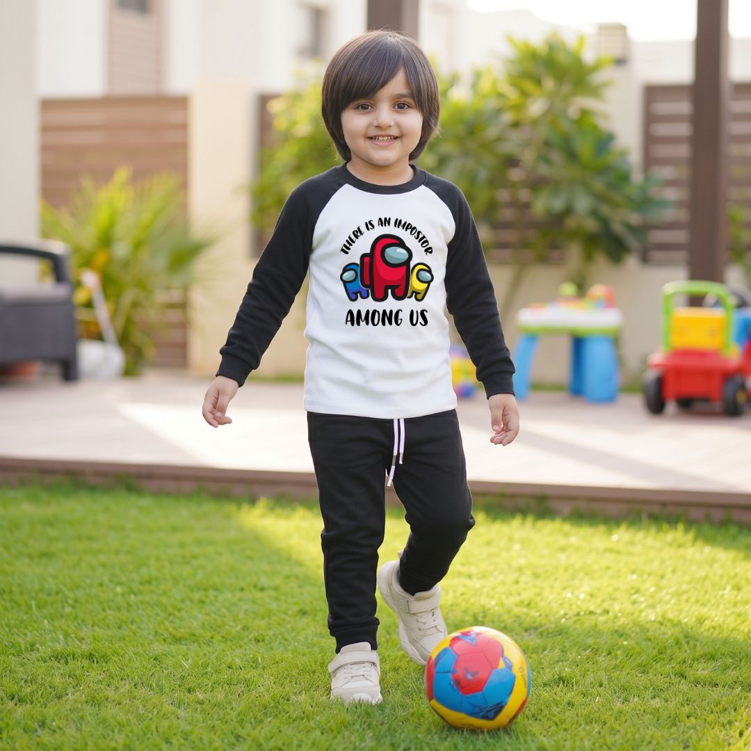 Figo - Black Impostor Raglan Track Suit - black raglan fleece set for boys and girls