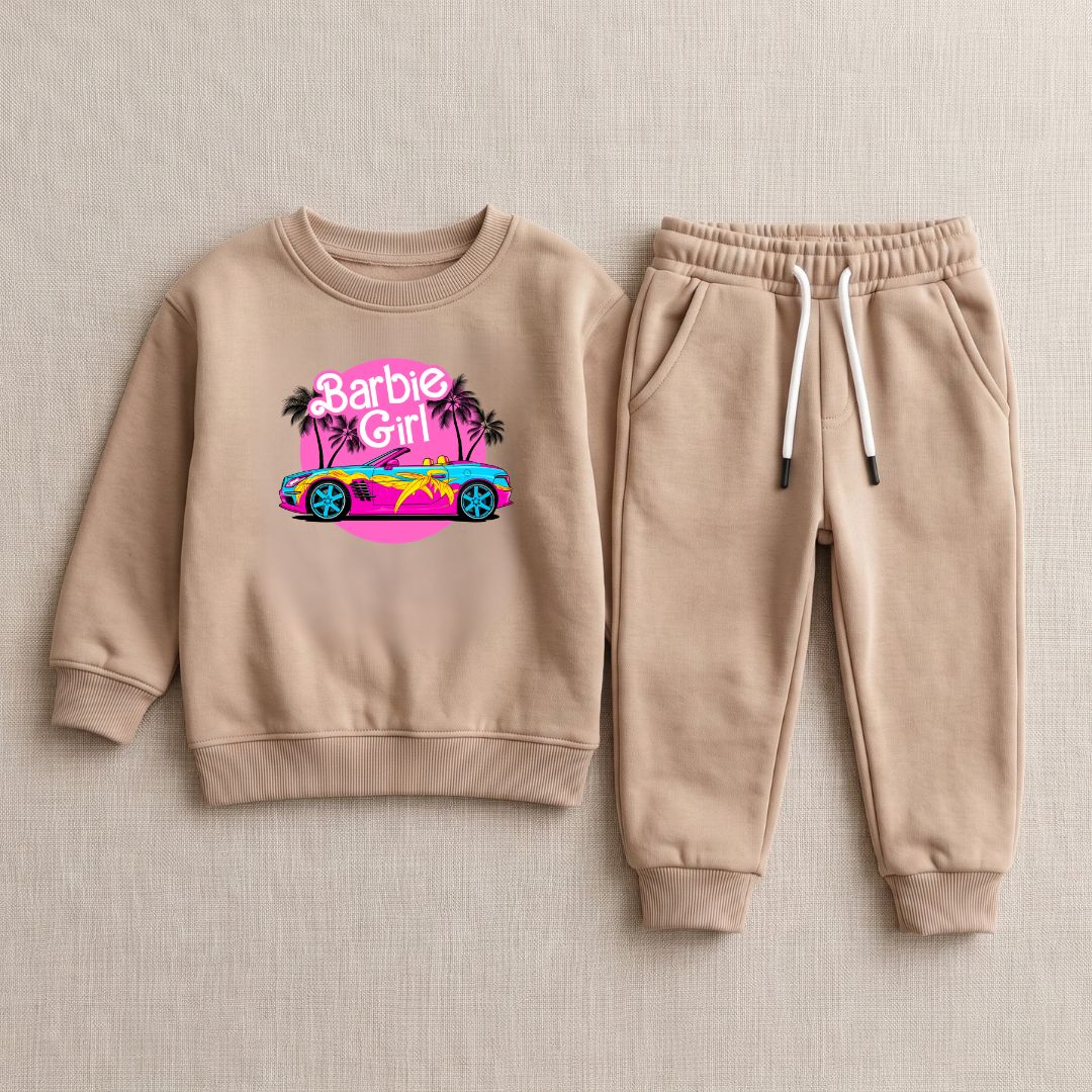 Figo - Camel Barbie Track Suit - camel fleece sweatshirt and joggers set for girls