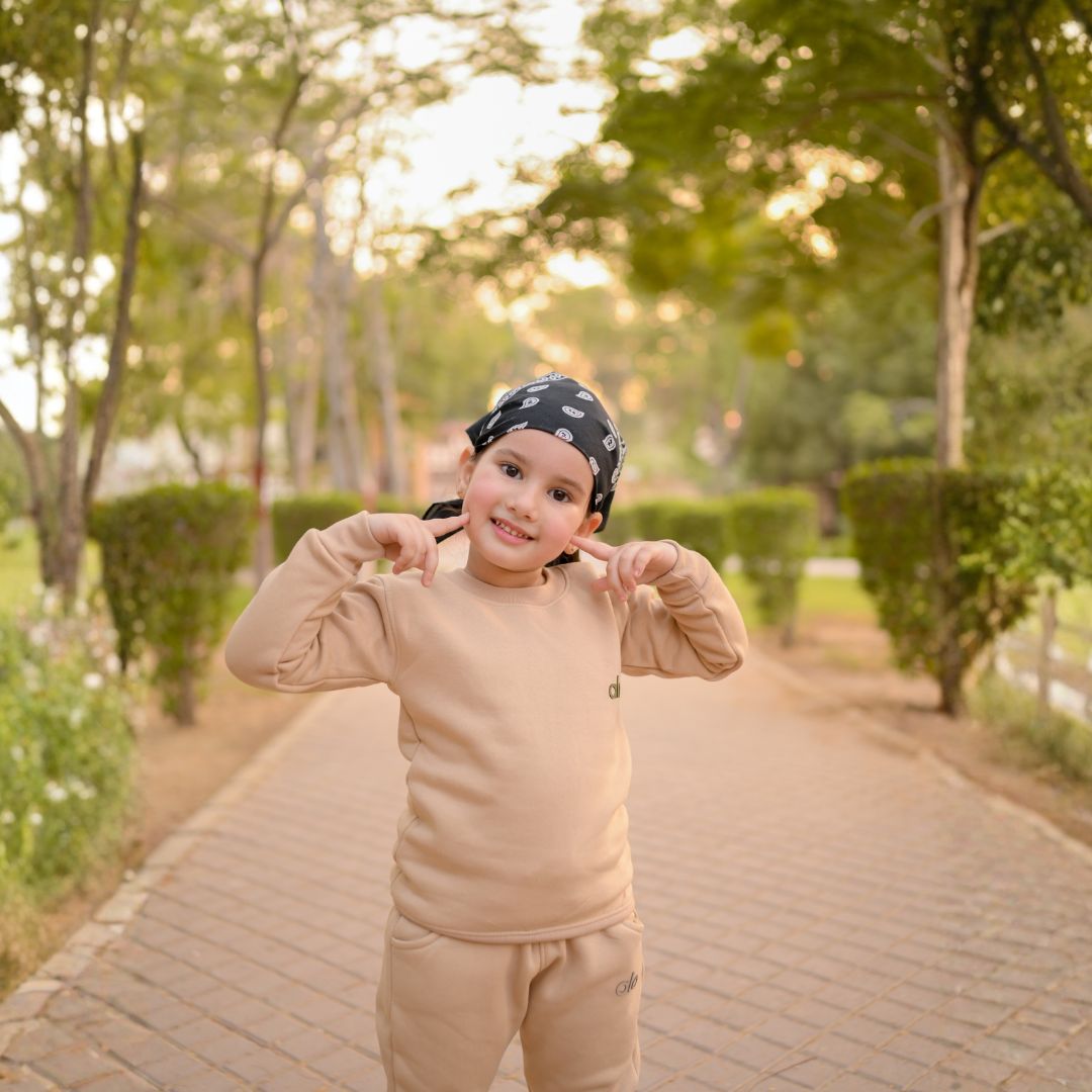 Camel Luxe Track Suit - soft fleece top close look - SuperCart.pk