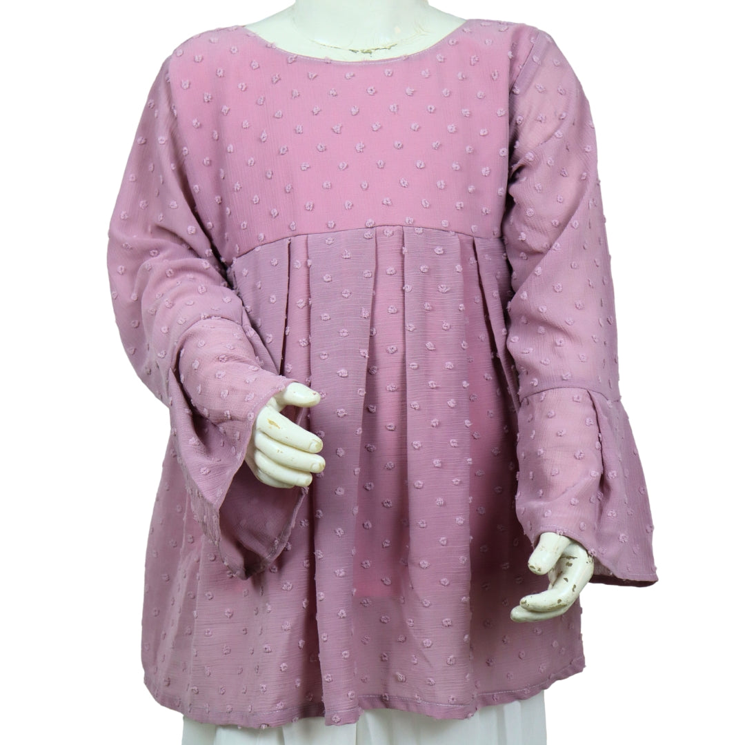 Figo - Lilac Chiffon Swiss Dot Top