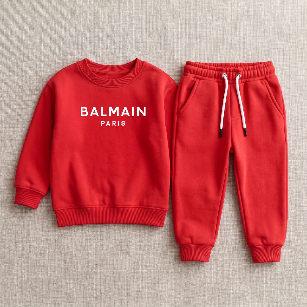 Figo - Red B Paris Track Suit - red fleece sweatshirt and trousers set for boys and girls