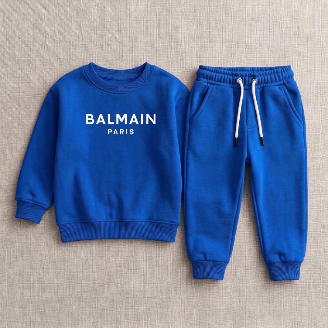 Figo - Royal Blue B Paris Track Suit - royal blue fleece sweatshirt and trousers set for boys and girls