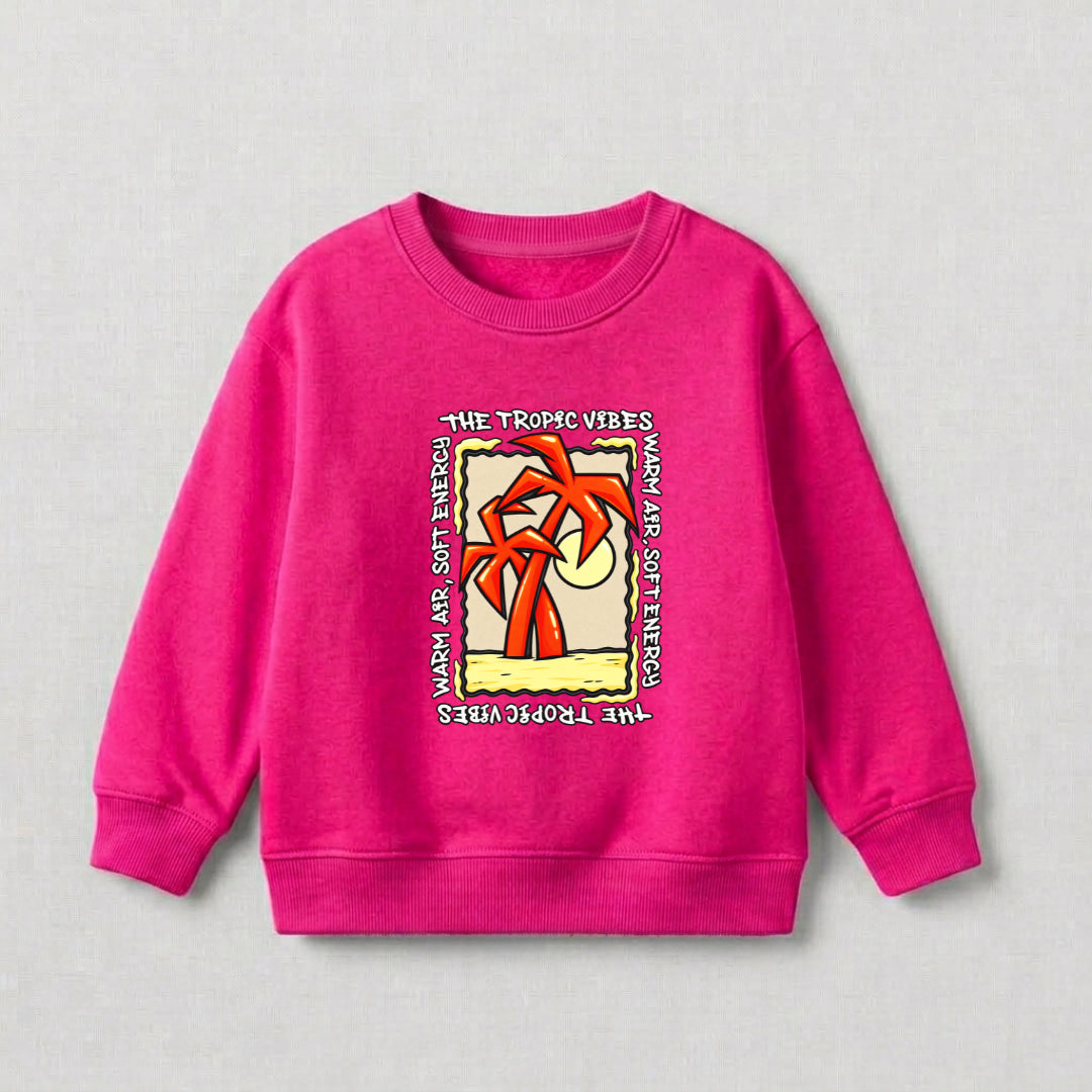 Tropic Vibes Sweat Shirt - Shocking Pink | Kids Fleece Sweatshirt