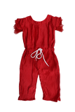 Figo - Red Silk Plated Jumpsuit