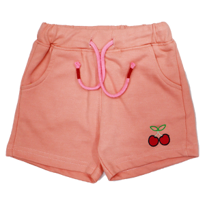 Figo -  Baby Pink Cherry Embroidered Short
