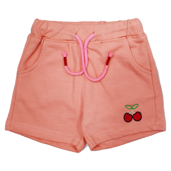 Figo -  Baby Pink Cherry Embroidered Short