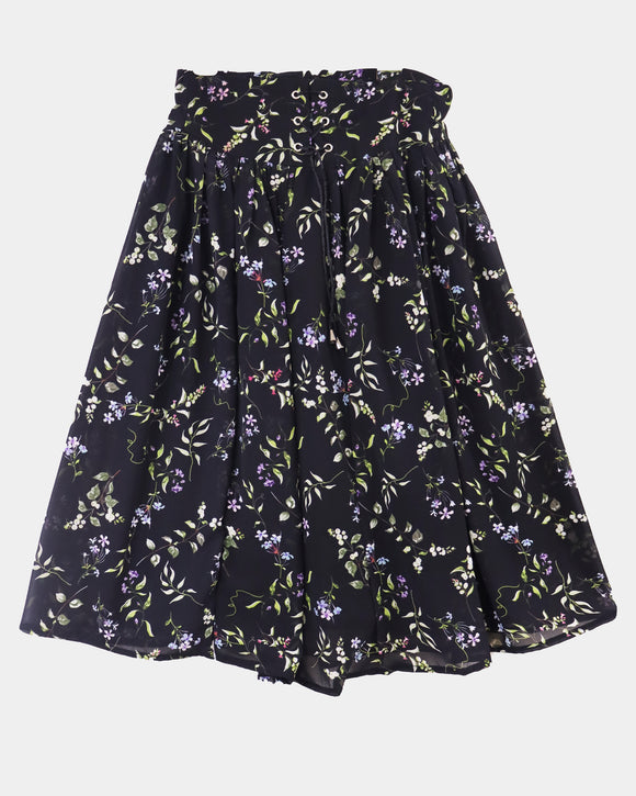 Figo - Black Floral Skirt