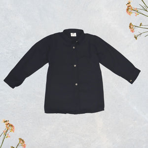 Figo - Black Georgette Button Down Shirt