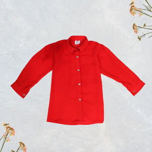 Figo - Red Georgette Button Down Shirt