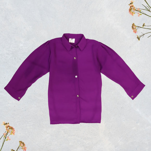 Figo - Purple Georgette Button Down Shirt