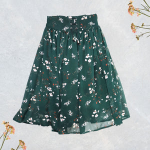 Figo - Dark Green Printed Skirt