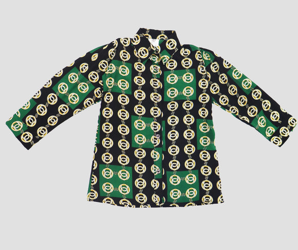 Figo - Black Green Printed Shirt