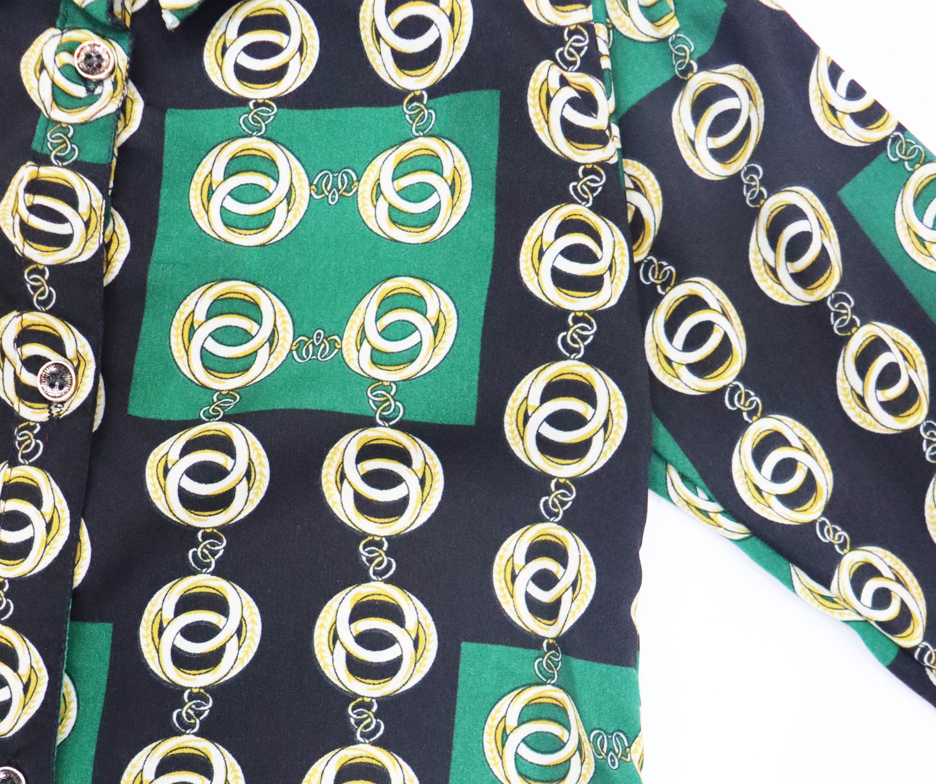 Figo - Black Green Printed Shirt