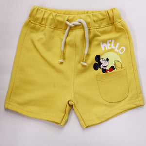 Figo -  Mango Colour Hello Mickey Front Pocket Short