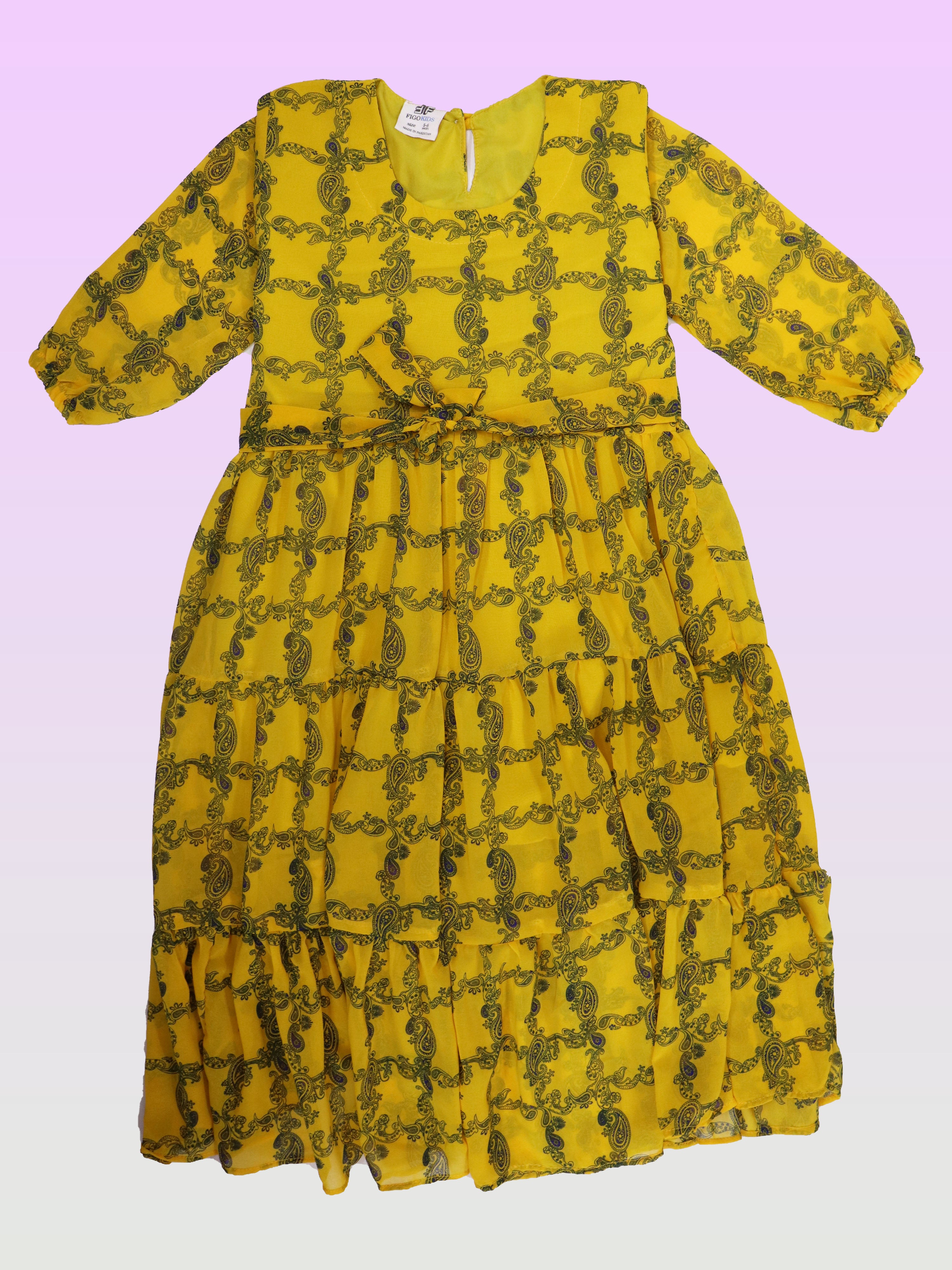Figo - Mustard Printed Maxi/Long Frock