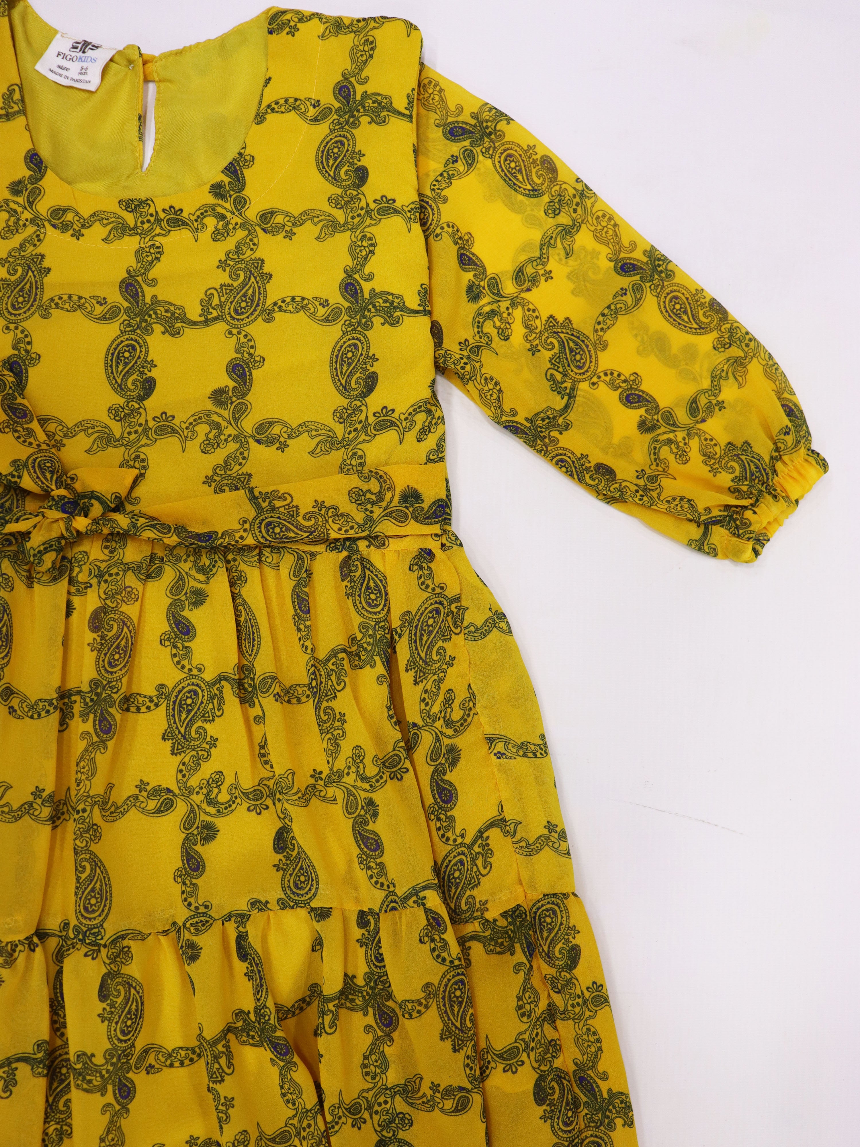 Figo - Mustard Printed Maxi/Long Frock
