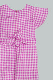 Figo - Pink Checkered Jumpsuit