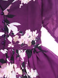 Figo - Purple Floral Single Frill Maxi/Long Frock
