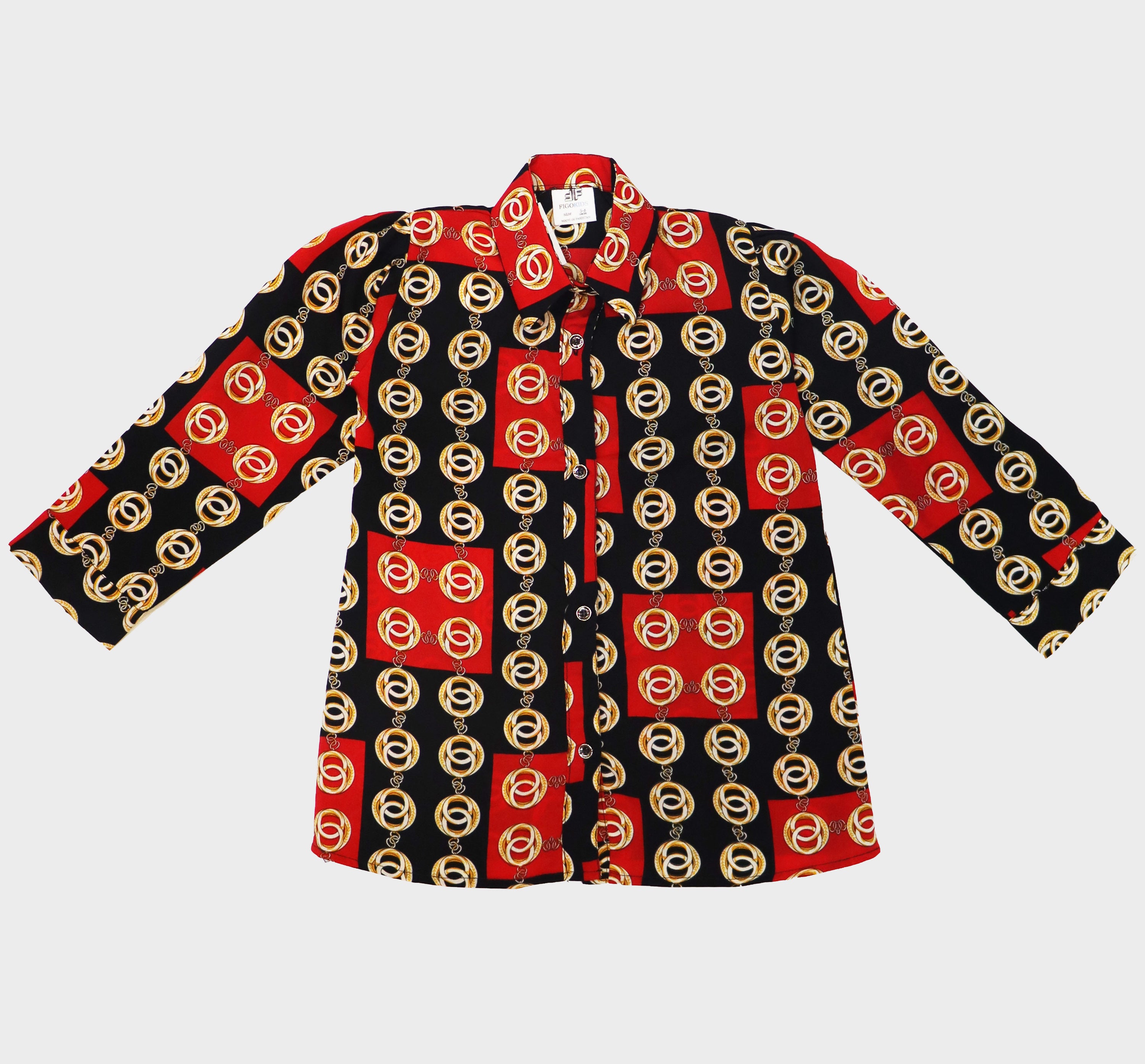 Figo - Black Red Printed Shirt