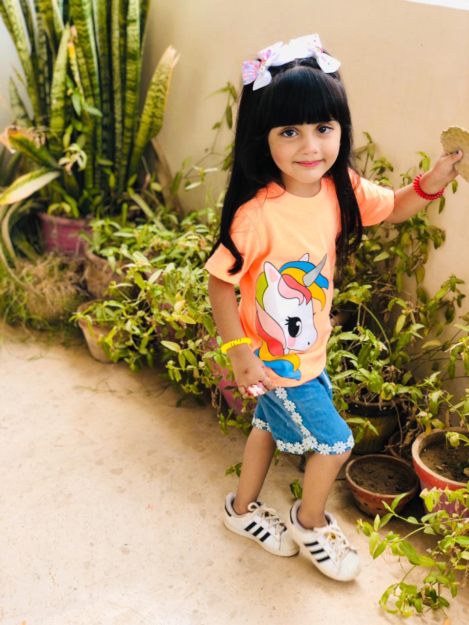 Figo Kids - Orange Unicorn T-Shirt