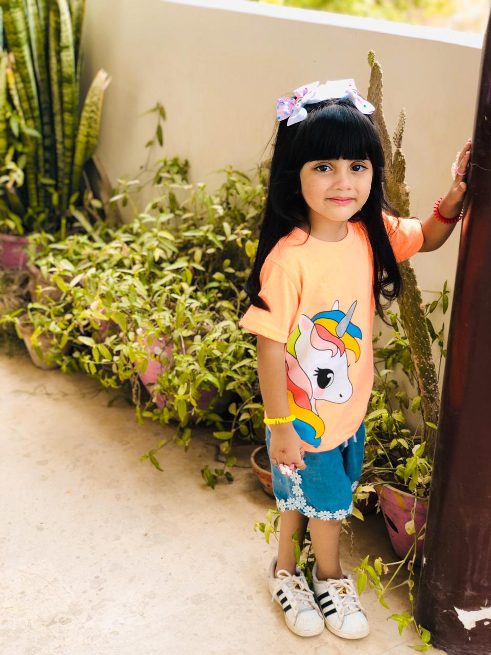 Figo Kids - Orange Unicorn T-Shirt