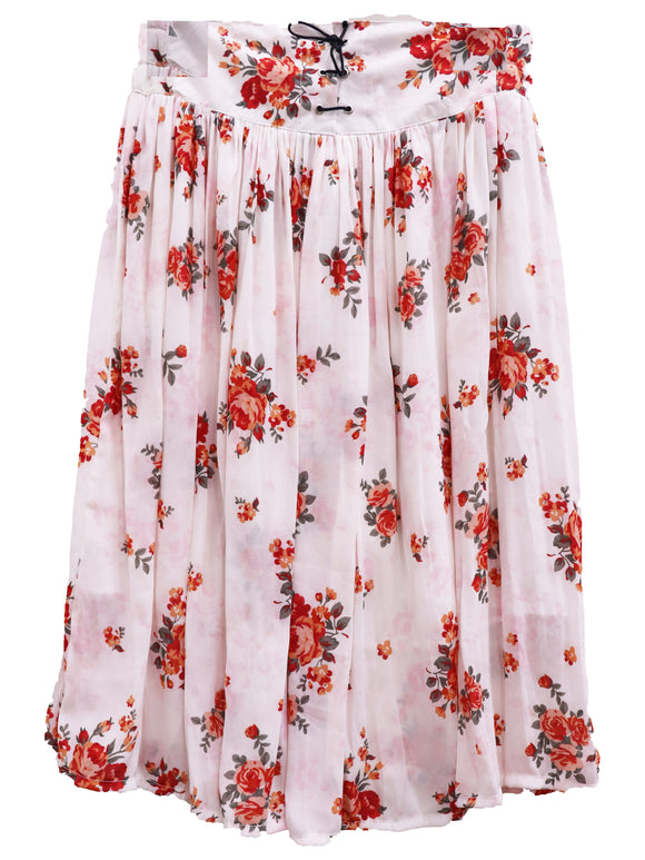 Figo - White Red Floral Skirt