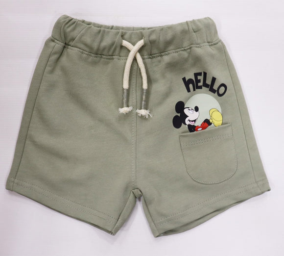 Figo -  Pistachio Colour Hello Mickey Front Pocket Short