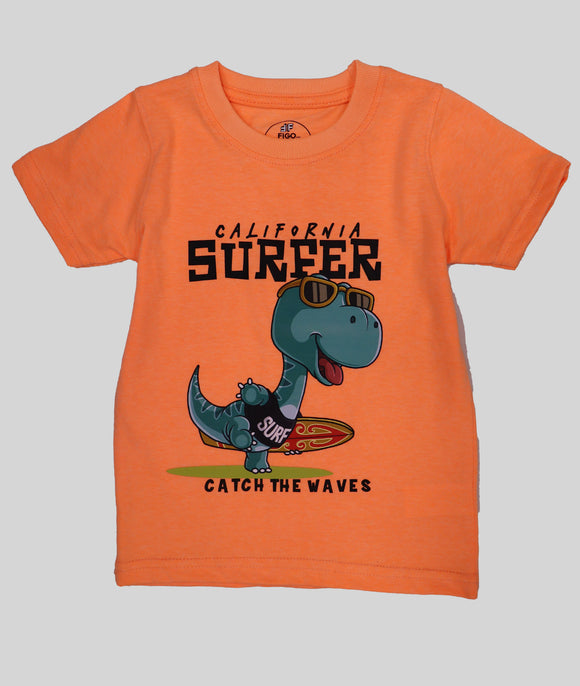 Figo Kids - Catch the Waves Dino T-Shirt ( Orange )