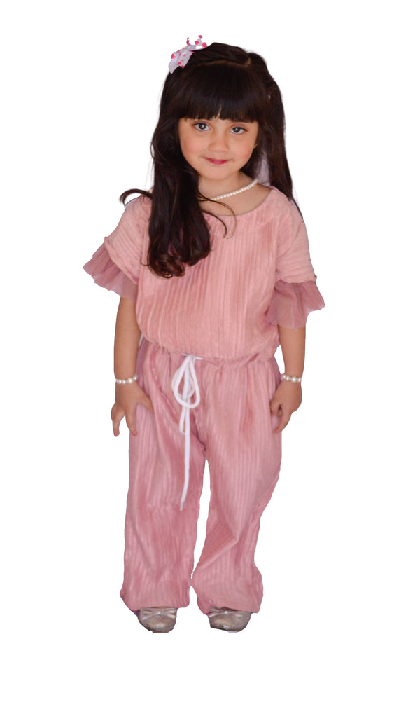 Figo - Baby Pink Silk Plated Jumpsuit