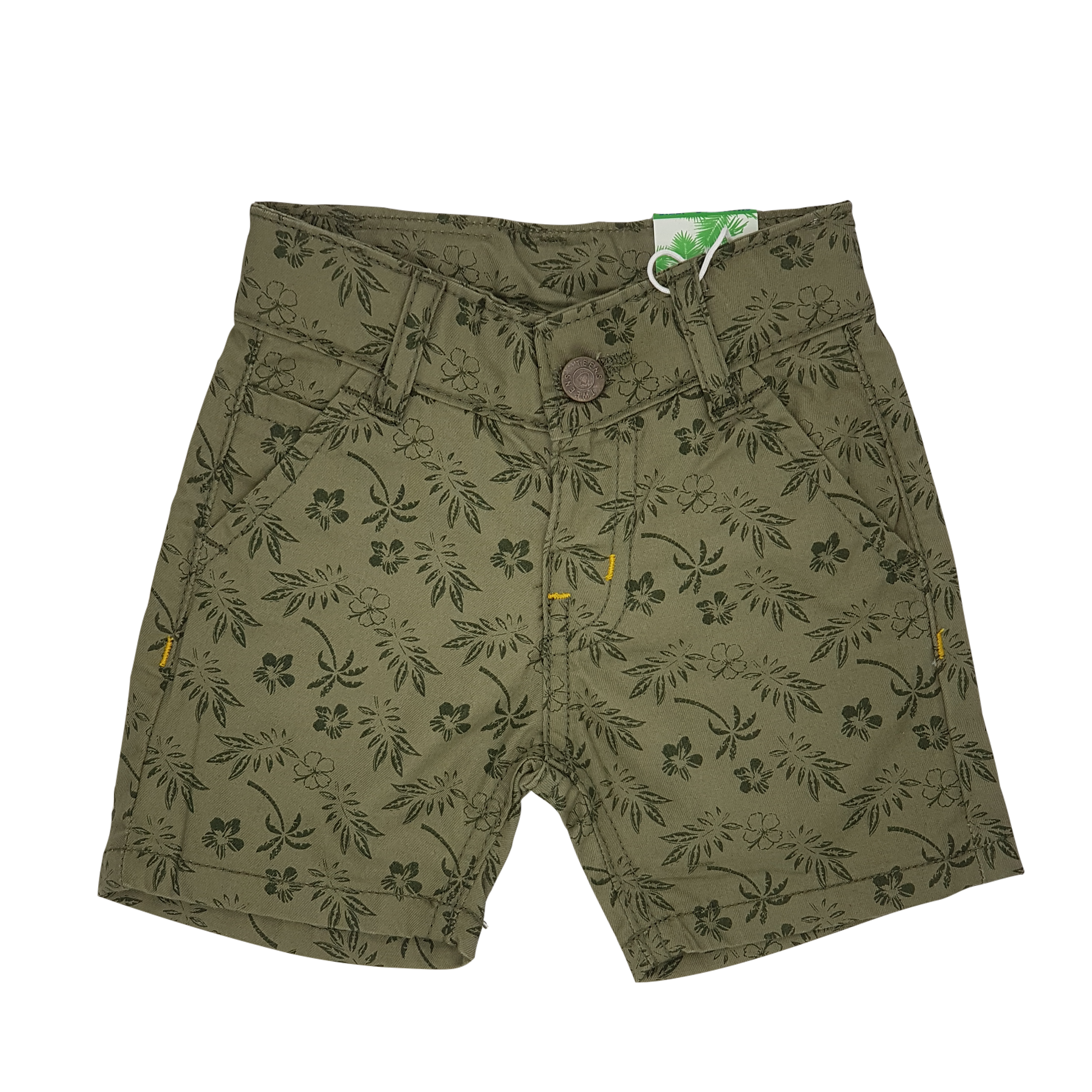 T&T - Dark Green Printed Cotton Short
