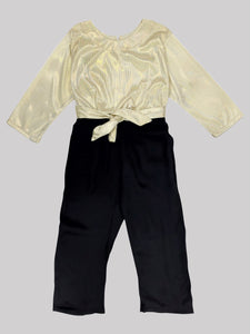 Figo - Gold & Black Fancy Silk Jumpsuit